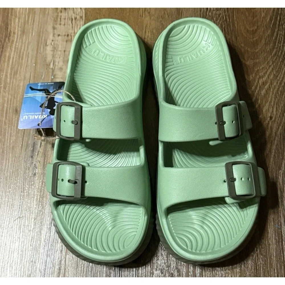 KuaiLu Womens Recovery Sandals Slides Mint Green Comfort EVA Slip On Size 9 NWT - Picture 2 of 4